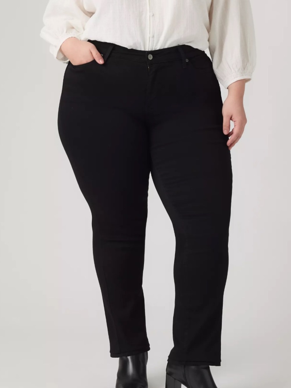 Levis Womens Classic Straight Leg Jeans Black Plus Size 18W